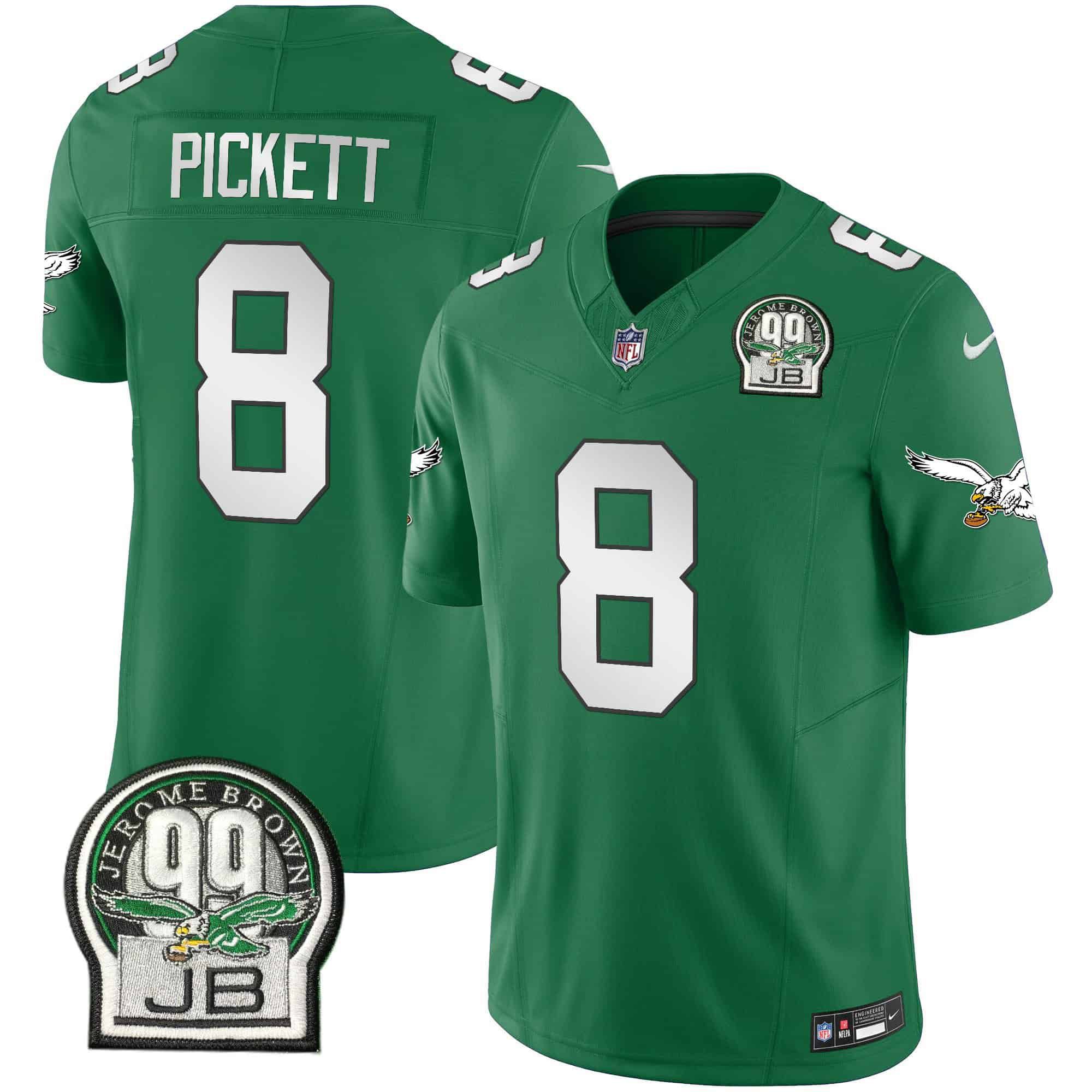 Men Philadelphia Eagles #8 Pickett Green 2024 Nike Jerome Brown Patch Alternate Limited NFL Jersey style 1->indianapolis colts->NFL Jersey